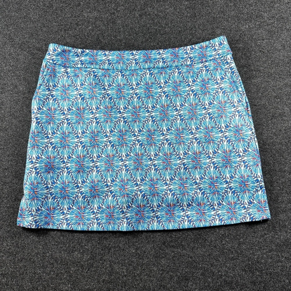 Vineyard Vines Performance Womens Diamond Floral Print Skort Red White Blue LG